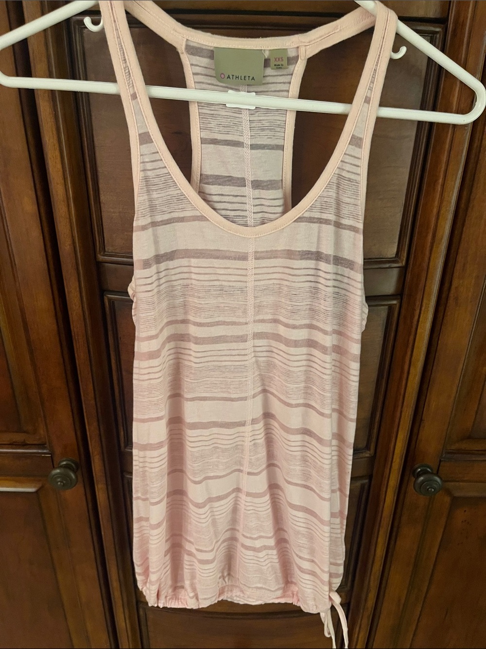 Athleta Blush Striped Racerback Tank with Drawstring Hem